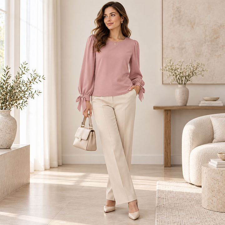 Nola Tie-Cuff Blouse